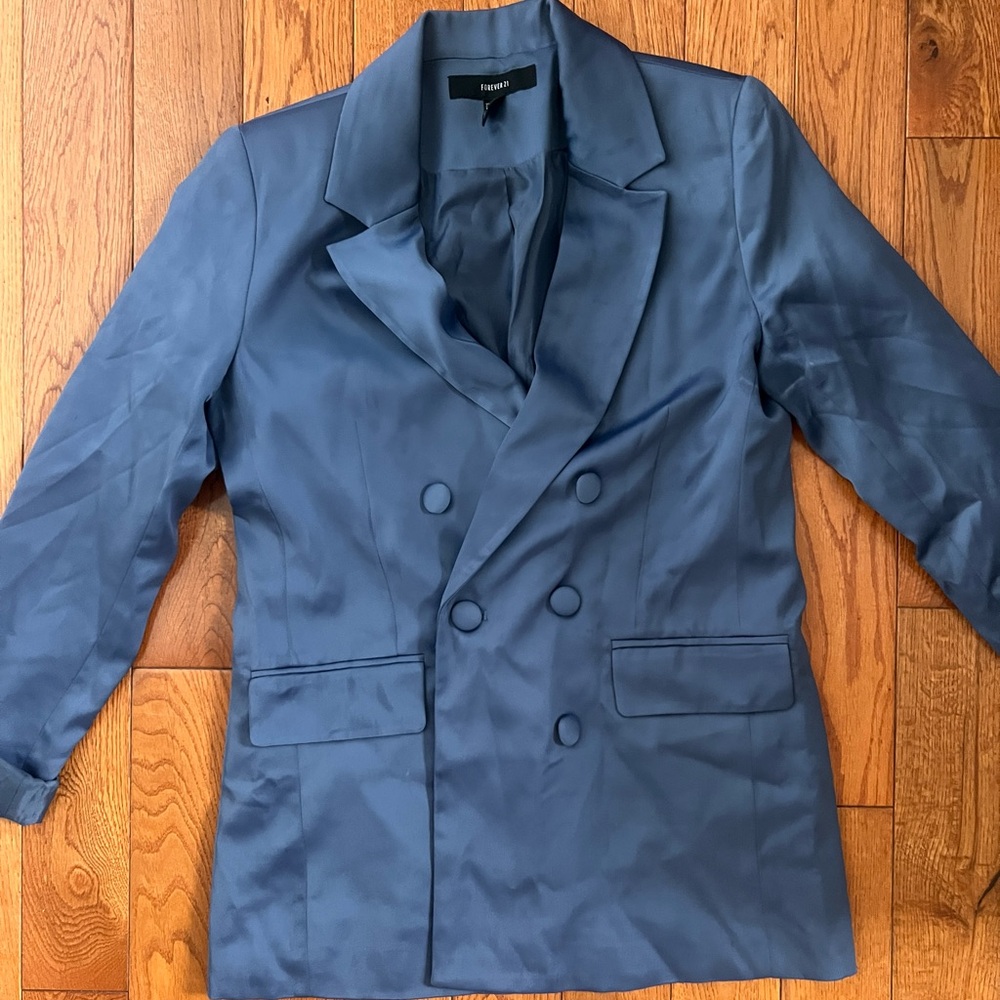 Forever 21 Blue Satin Blazer